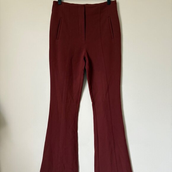 Veronica Beard Azariah Stretch Crepe Flare-Leg High-Rise Trousers Pants 6 Maroon - Picture 4 of 13
